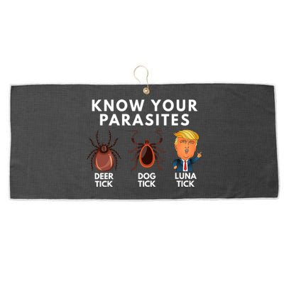 Know Your Parasites Satire Funny Deer Tick Dog Tick Luna Tick Large Microfiber Waffle Golf Towel