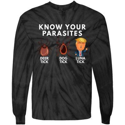 Know Your Parasites Satire Funny Deer Tick Dog Tick Luna Tick Tie-Dye Long Sleeve Shirt