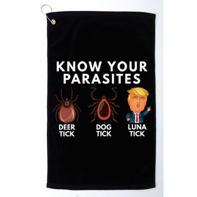 Know Your Parasites Satire Funny Deer Tick Dog Tick Luna Tick Platinum Collection Golf Towel