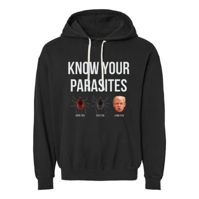 Know Your Parasites Dump President Trump Parasite Lunatic Garment-Dyed Fleece Hoodie