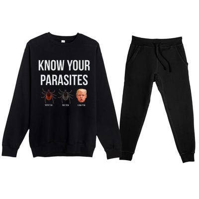 Know Your Parasites Dump President Trump Parasite Lunatic Premium Crewneck Sweatsuit Set