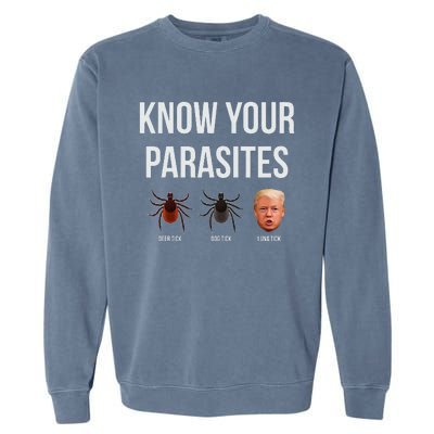 Know Your Parasites Dump President Trump Parasite Lunatic Garment-Dyed Sweatshirt