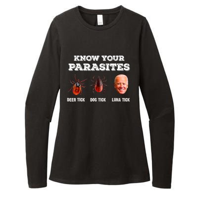 Know Your Parasites Anti Joe Biden Deer Tick, Dog Tick Womens CVC Long Sleeve Shirt