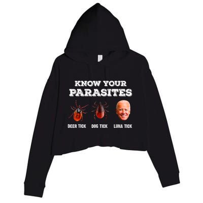 Know Your Parasites Anti Joe Biden Deer Tick, Dog Tick Crop Fleece Hoodie