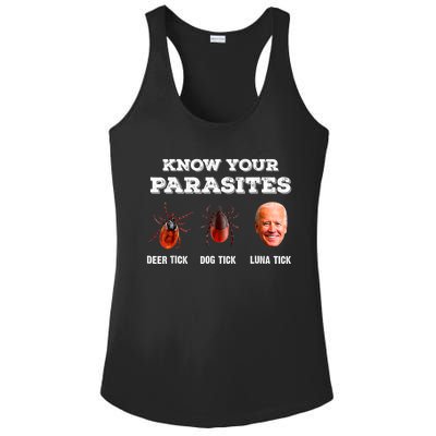 Know Your Parasites Anti Joe Biden Deer Tick, Dog Tick Ladies PosiCharge Competitor Racerback Tank