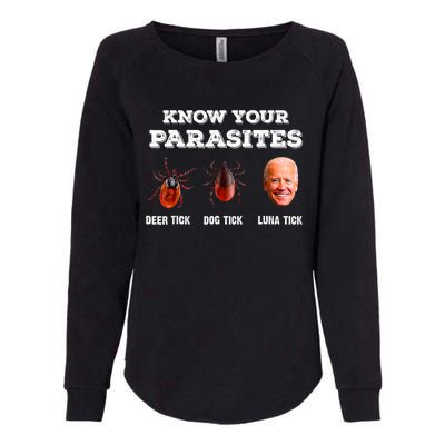 Know Your Parasites Anti Joe Biden Deer Tick, Dog Tick Womens California Wash Sweatshirt