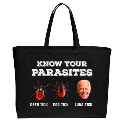 Know Your Parasites Anti Joe Biden Deer Tick, Dog Tick Cotton Canvas Jumbo Tote