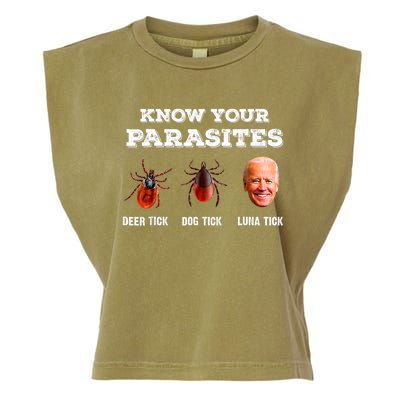 Know Your Parasites Anti Joe Biden Deer Tick, Dog Tick Garment-Dyed Women's Muscle Tee