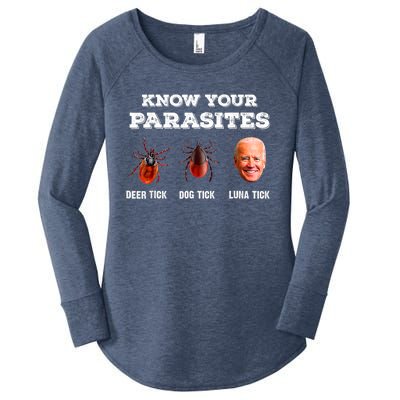 Know Your Parasites Anti Joe Biden Deer Tick, Dog Tick Women's Perfect Tri Tunic Long Sleeve Shirt