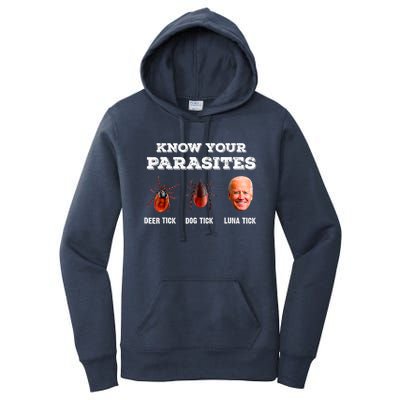 Know Your Parasites Anti Joe Biden Deer Tick, Dog Tick Women's Pullover Hoodie