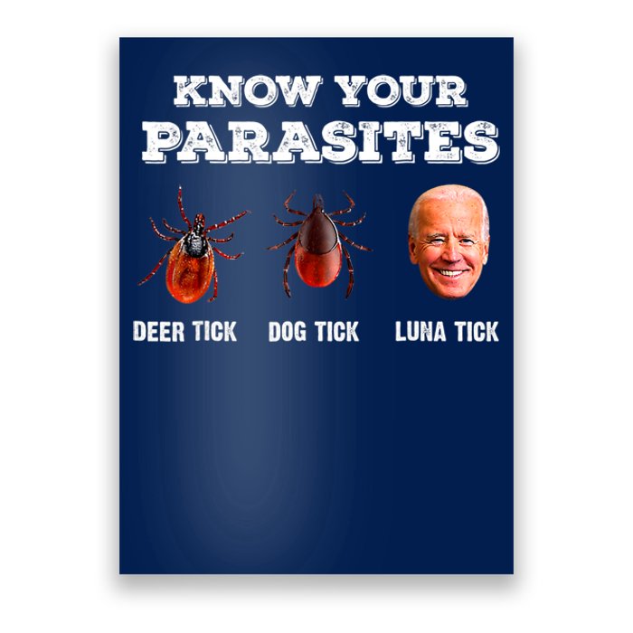 Know Your Parasites Anti Joe Biden Deer Tick, Dog Tick Poster