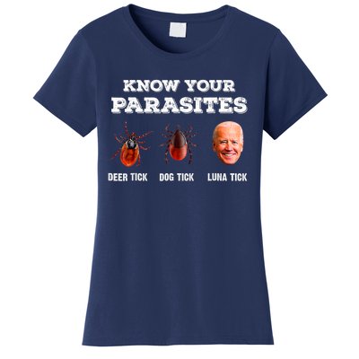 Know Your Parasites Anti Joe Biden Deer Tick, Dog Tick Women's T-Shirt