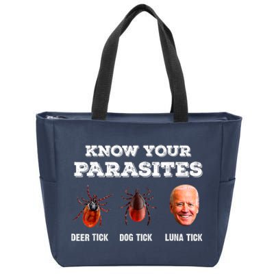 Know Your Parasites Anti Joe Biden Deer Tick, Dog Tick Zip Tote Bag