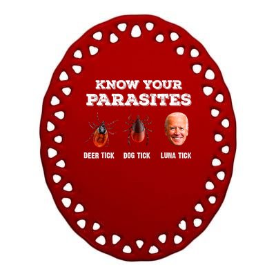 Know Your Parasites Anti Joe Biden Deer Tick, Dog Tick Ceramic Oval Ornament