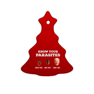 Know Your Parasites Anti Joe Biden Deer Tick, Dog Tick Ceramic Tree Ornament