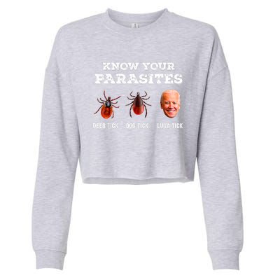 Know Your Parasites Anti Joe Biden Deer Tick, Dog Tick Cropped Pullover Crew