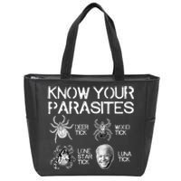 Know Your Parasites Tick Biden (On Back) Classic Zip Tote Bag