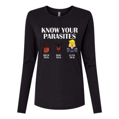 Know Your Parasites Anti Trump Democrat Vote Kamala Womens Cotton Relaxed Long Sleeve T-Shirt