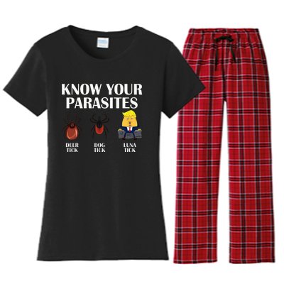 Know Your Parasites Anti Trump Democrat Vote Kamala Women's Flannel Pajama Set