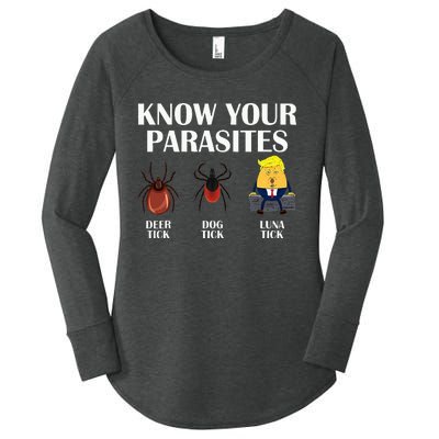 Know Your Parasites Anti Trump Democrat Vote Kamala Women's Perfect Tri Tunic Long Sleeve Shirt