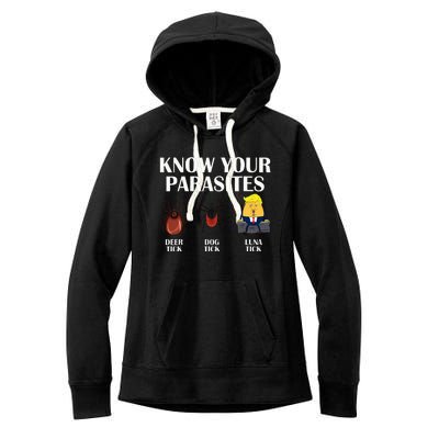 Know Your Parasites Anti Trump Democrat Vote Kamala Women's Fleece Hoodie