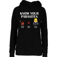 Know Your Parasites Anti Trump Democrat Vote Kamala Womens Funnel Neck Pullover Hood