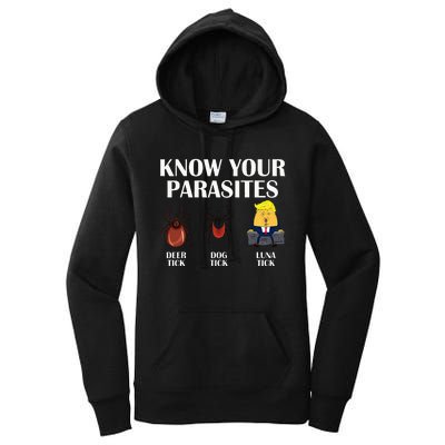 Know Your Parasites Anti Trump Democrat Vote Kamala Women's Pullover Hoodie