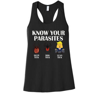 Know Your Parasites Anti Trump Democrat Vote Kamala Women's Racerback Tank