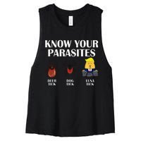 Know Your Parasites Anti Trump Democrat Vote Kamala Women's Racerback Cropped Tank