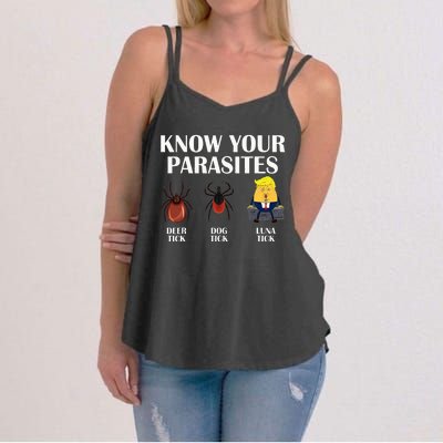 Know Your Parasites Anti Trump Democrat Vote Kamala Women's Strappy Tank