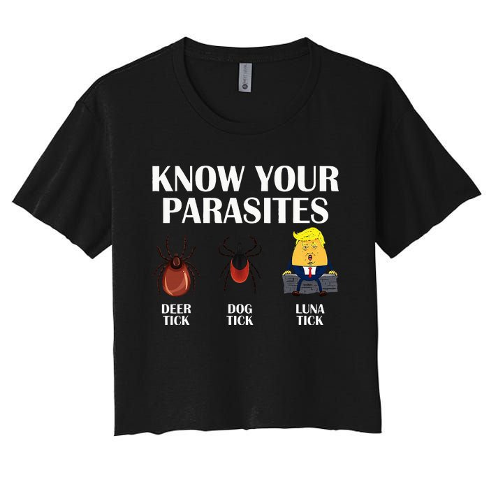 Know Your Parasites Anti Trump Democrat Vote Kamala Women's Crop Top Tee