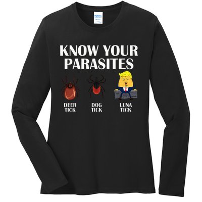 Know Your Parasites Anti Trump Democrat Vote Kamala Ladies Long Sleeve Shirt