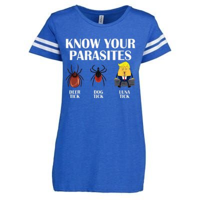 Know Your Parasites Anti Trump Democrat Vote Kamala Enza Ladies Jersey Football T-Shirt