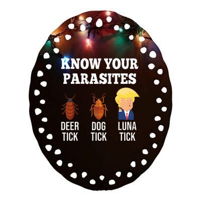 Know Your Parasites Anti Trump Funny Tick Resist Ceramic Oval Ornament