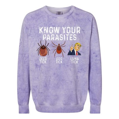 Know Your Parasites Deer Tick Dog Tick Luna Tick Anti Trump Colorblast Crewneck Sweatshirt