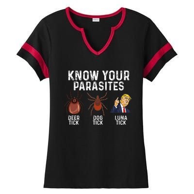 Know Your Parasites Deer Tick Dog Tick Luna Tick Anti Trump Ladies Halftime Notch Neck Tee