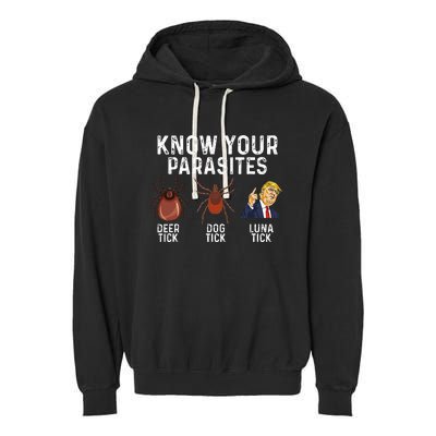 Know Your Parasites Deer Tick Dog Tick Luna Tick Anti Trump Garment-Dyed Fleece Hoodie