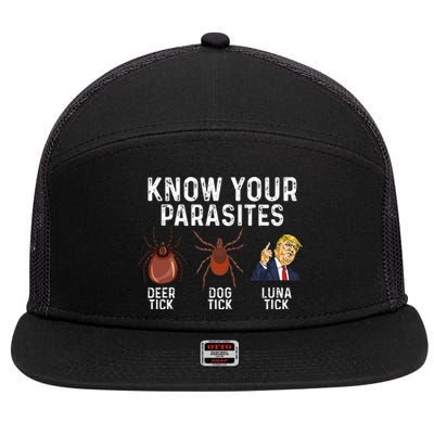 Know Your Parasites Deer Tick Dog Tick Luna Tick Anti Trump 7 Panel Mesh Trucker Snapback Hat