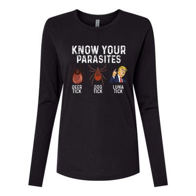 Know Your Parasites Deer Tick Dog Tick Luna Tick Anti Trump Womens Cotton Relaxed Long Sleeve T-Shirt