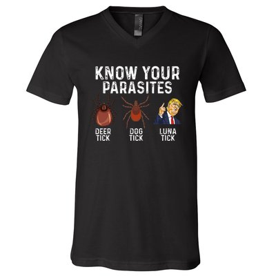 Know Your Parasites Deer Tick Dog Tick Luna Tick Anti Trump V-Neck T-Shirt