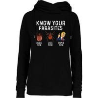 Know Your Parasites Deer Tick Dog Tick Luna Tick Anti Trump Womens Funnel Neck Pullover Hood