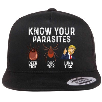 Know Your Parasites Deer Tick Dog Tick Luna Tick Anti Trump Flat Bill Trucker Hat