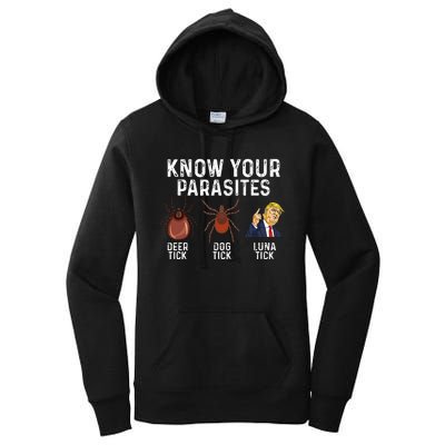 Know Your Parasites Deer Tick Dog Tick Luna Tick Anti Trump Women's Pullover Hoodie