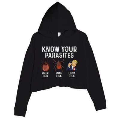 Know Your Parasites Deer Tick Dog Tick Luna Tick Anti Trump Crop Fleece Hoodie