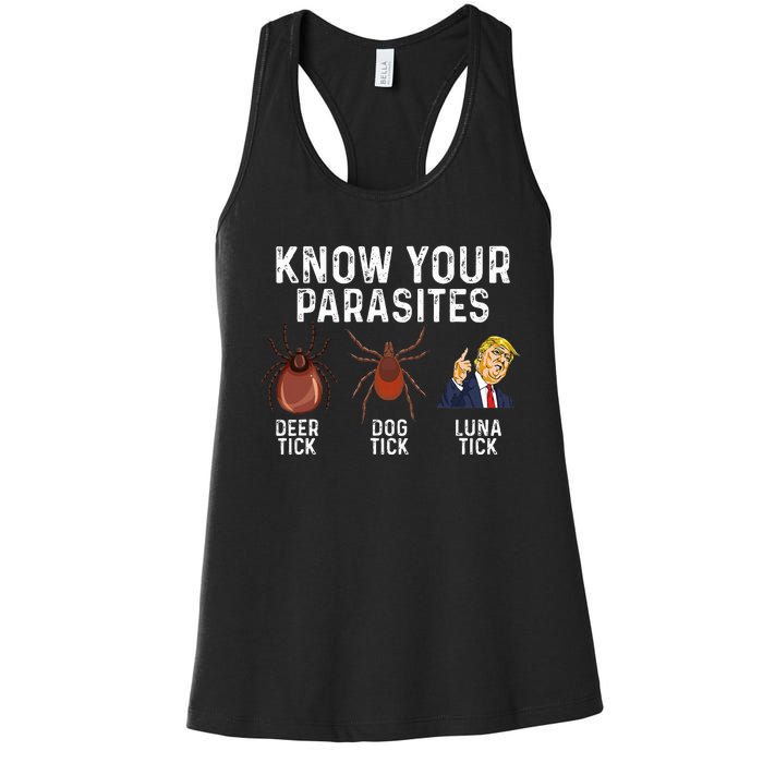 Know Your Parasites Deer Tick Dog Tick Luna Tick Anti Trump Women's Racerback Tank