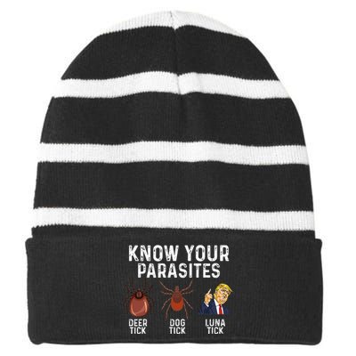 Know Your Parasites Deer Tick Dog Tick Luna Tick Anti Trump Striped Beanie with Solid Band