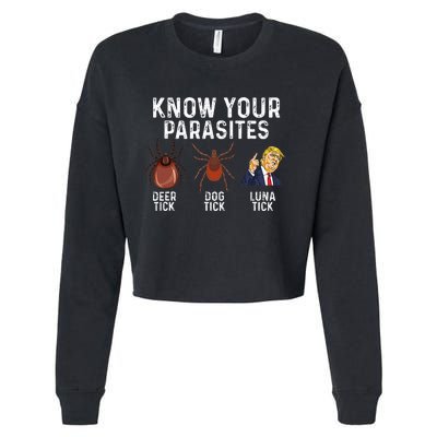 Know Your Parasites Deer Tick Dog Tick Luna Tick Anti Trump Cropped Pullover Crew