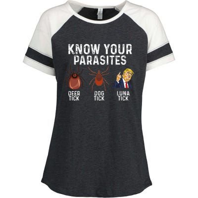 Know Your Parasites Deer Tick Dog Tick Luna Tick Anti Trump Enza Ladies Jersey Colorblock Tee