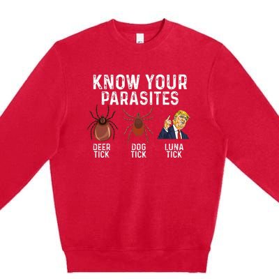 Know Your Parasites Deer Tick Dog Tick Luna Tick Anti Trump Premium Crewneck Sweatshirt