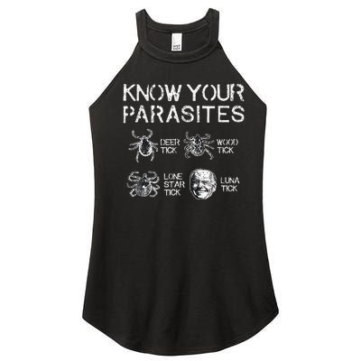 Know Your Parasites Funny Anti Against Joe Biden Lunatic Women’s Perfect Tri Rocker Tank